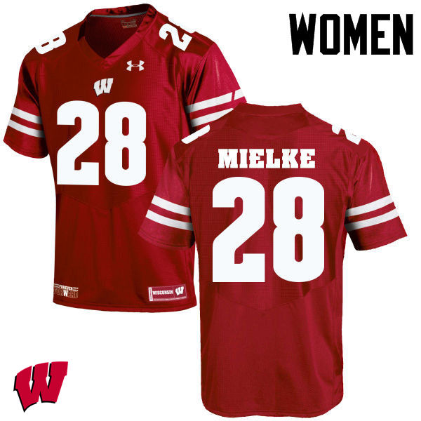 Women Wisconsin Badgers #28 Blake Mielke College Football Jerseys-Red - Click Image to Close